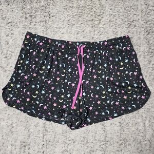 Starry Night Celestial Rainbow Pajama Sleep Shorts Cute Pink Drawstring | 2X